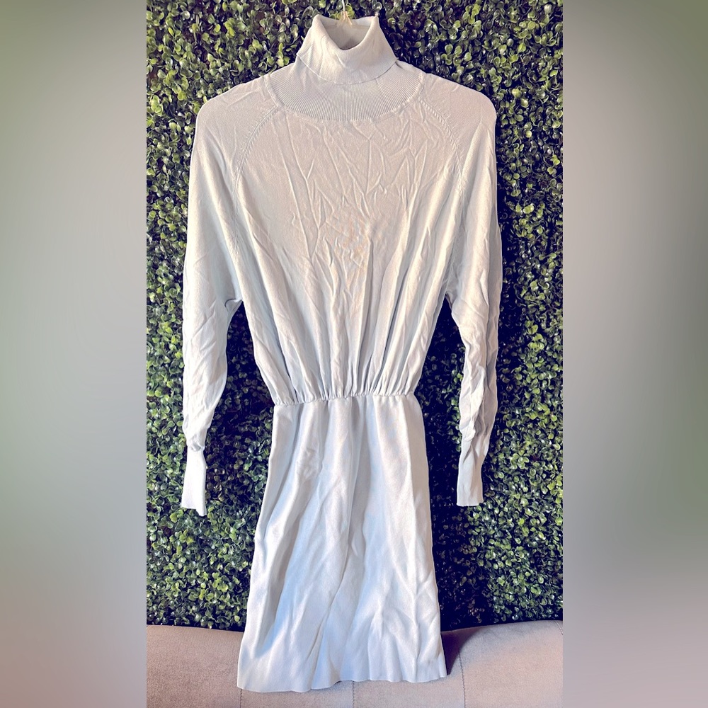 Fashion Nova powder blue turtleneck long sleeve sweater dress